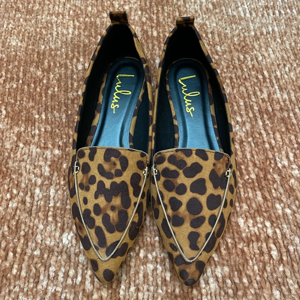 LULUS Emmy cheetah print pointy toe ballet flat loader closet staple trendy 6